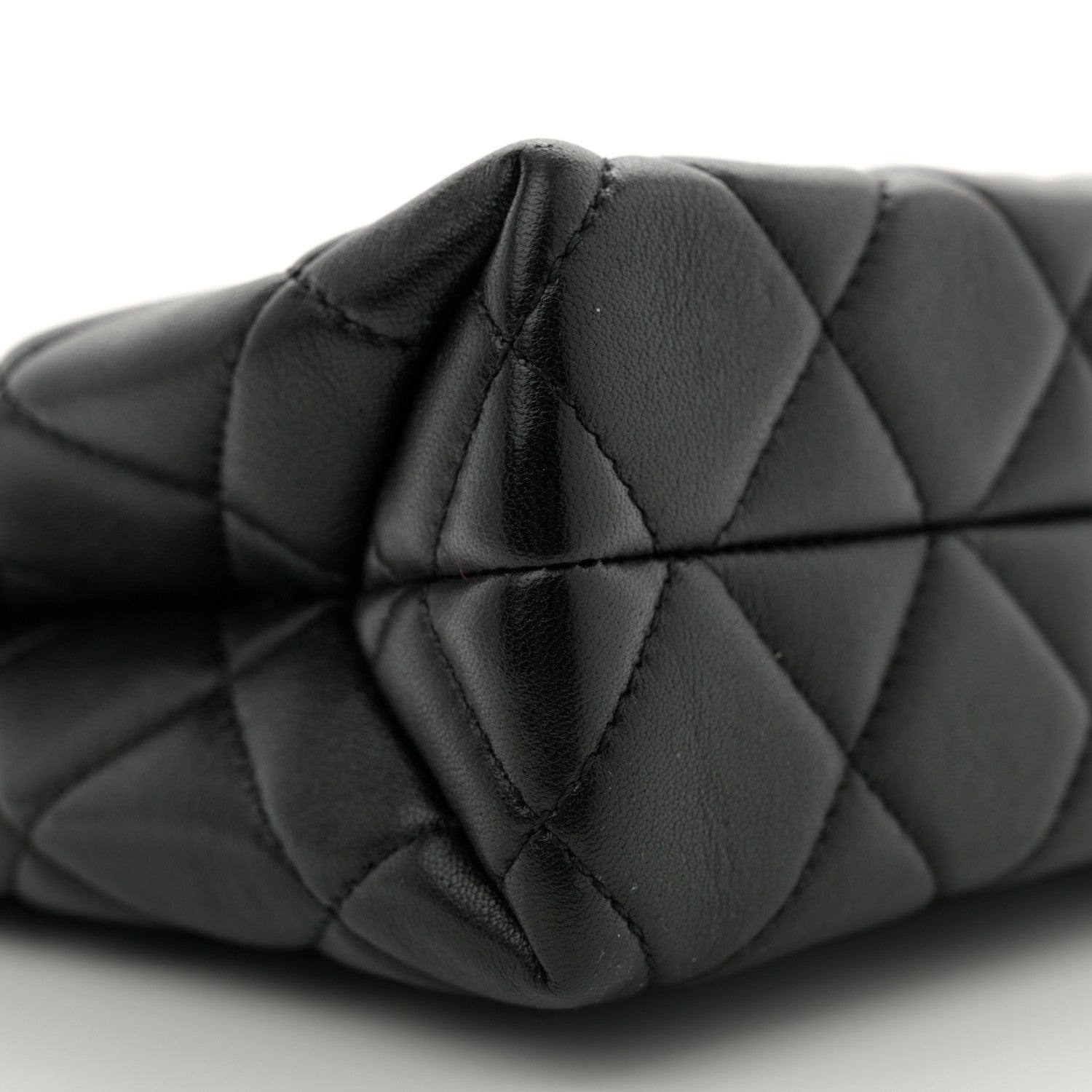 Shiny Lambskin Quilted Enamel CC Shoulder Bag Black