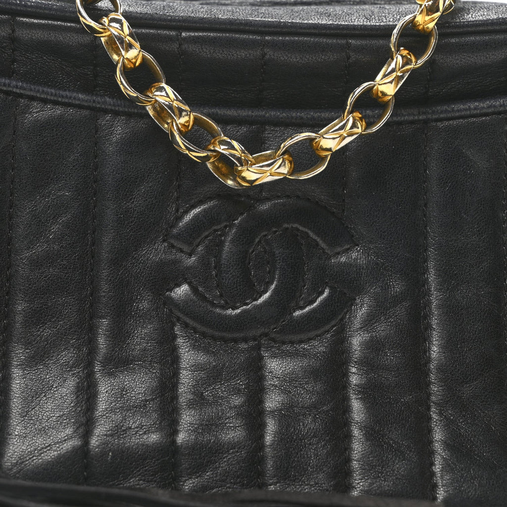 Lambskin Vertical Quilted Tassel Camera Case Black