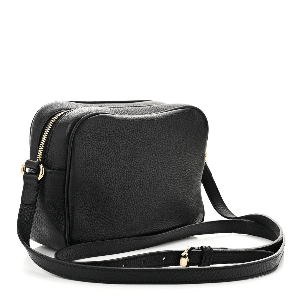Pebbled Calfskin Small Soho Disco Bag Black