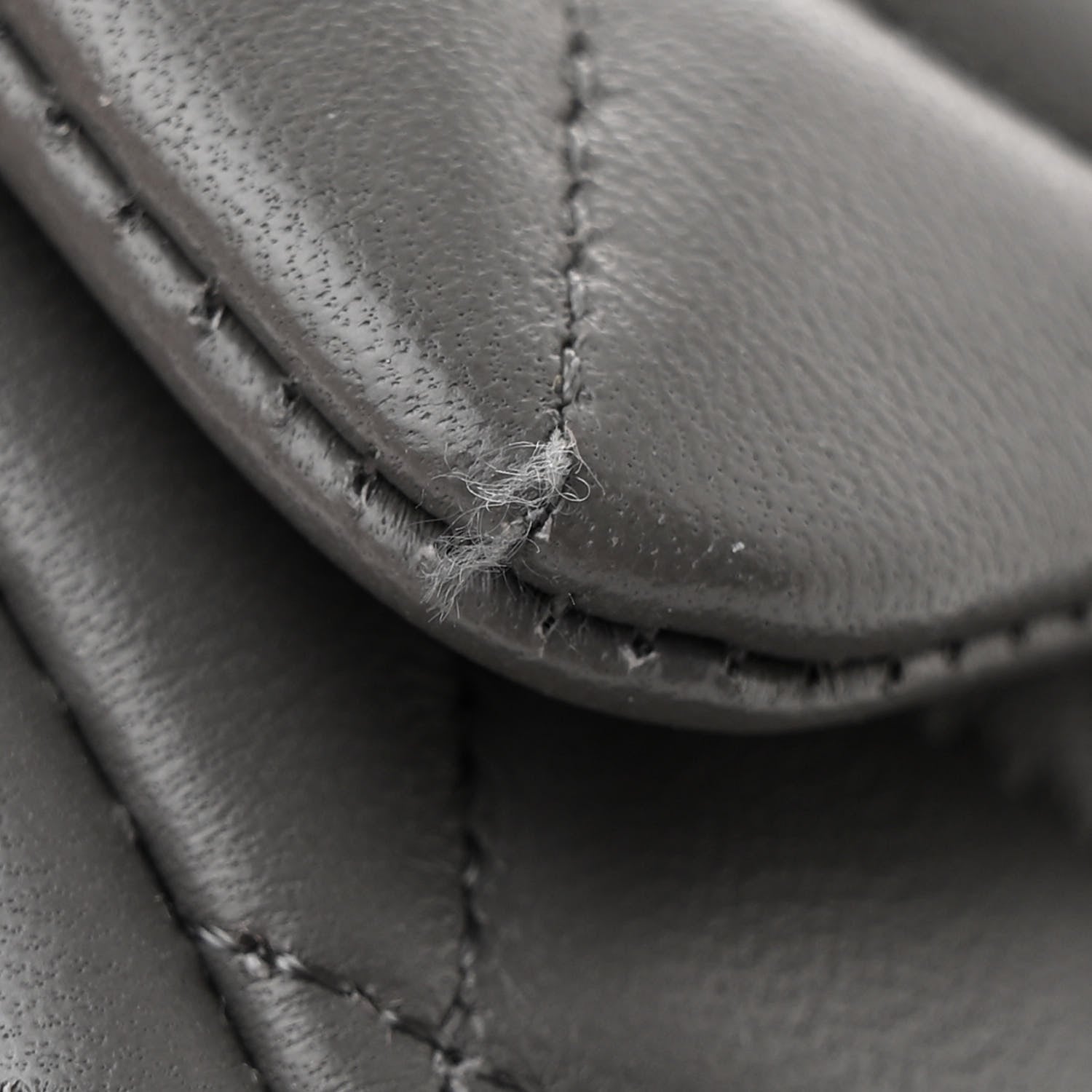 Lambskin Quilted Mini Rectangular Flap Dark Grey