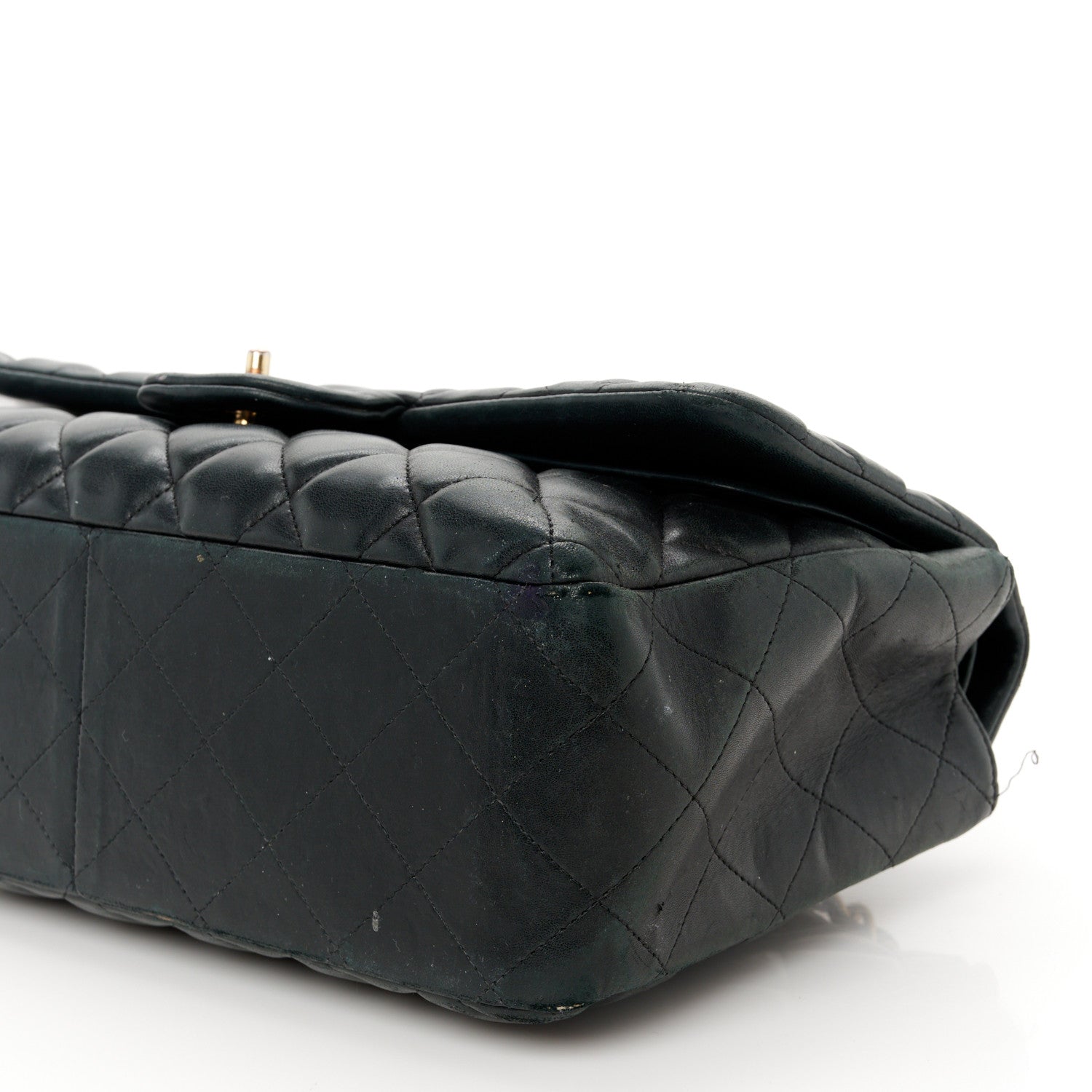 Lambskin Quilted Jumbo Double Flap Black