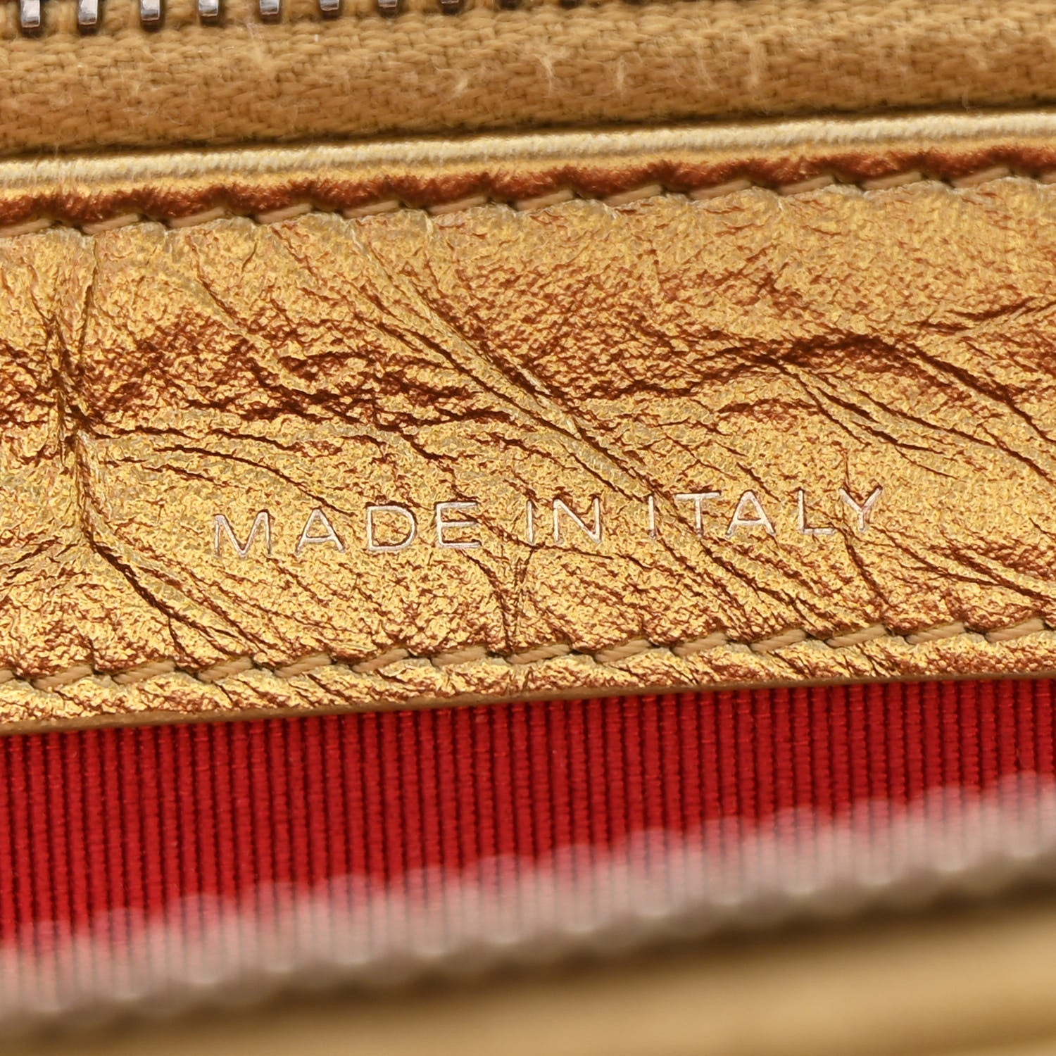 Metallic Aged Calfskin Quilted Small Gabrielle Clutch With Chain Gold