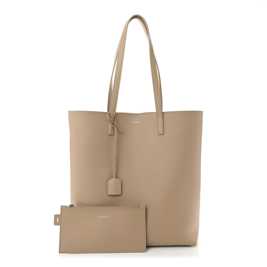 Calfskin North-South Shopping Tote  Dark Beige