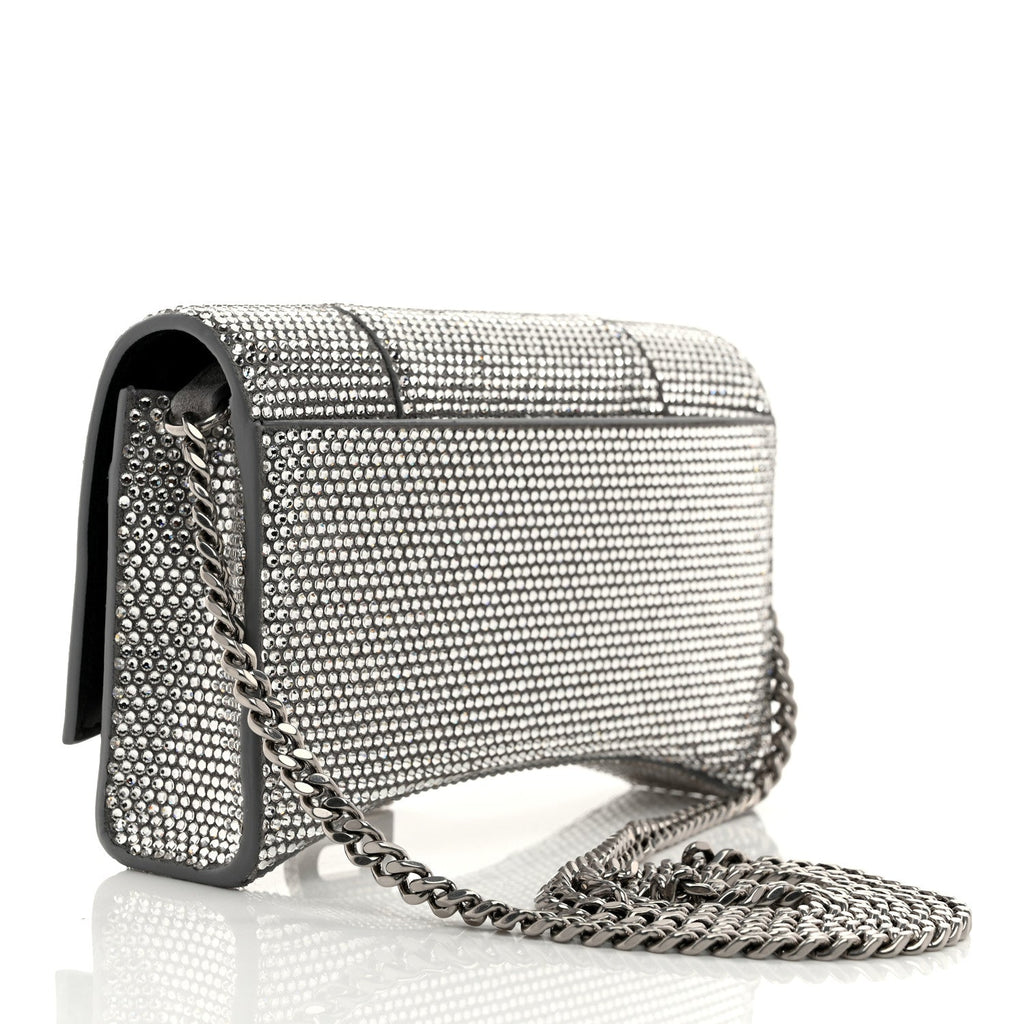 Strass Suede Hourglass Chain Bag Smoke Grey Crystal