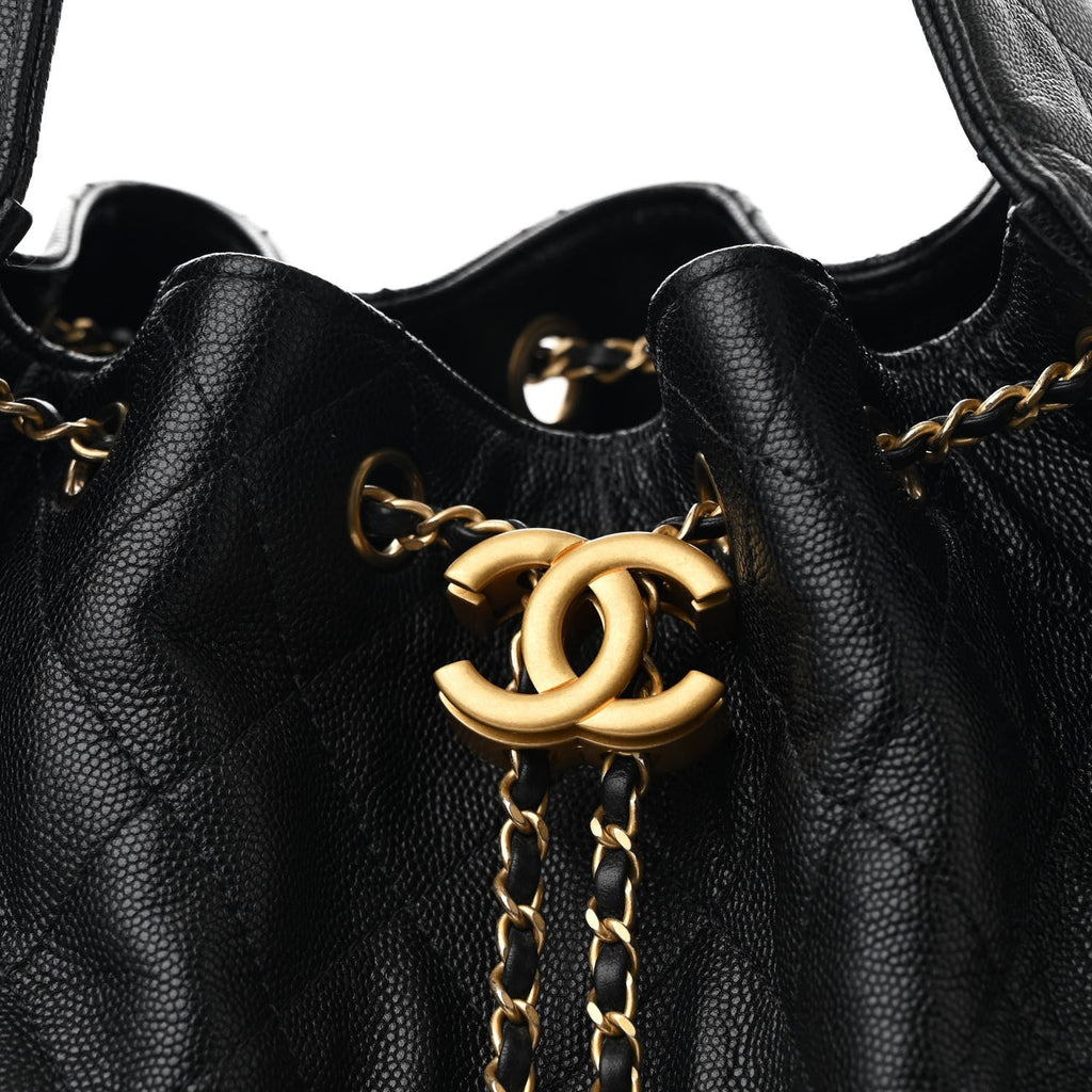 Caviar Quilted Medium Chanel 25 Handbag Black