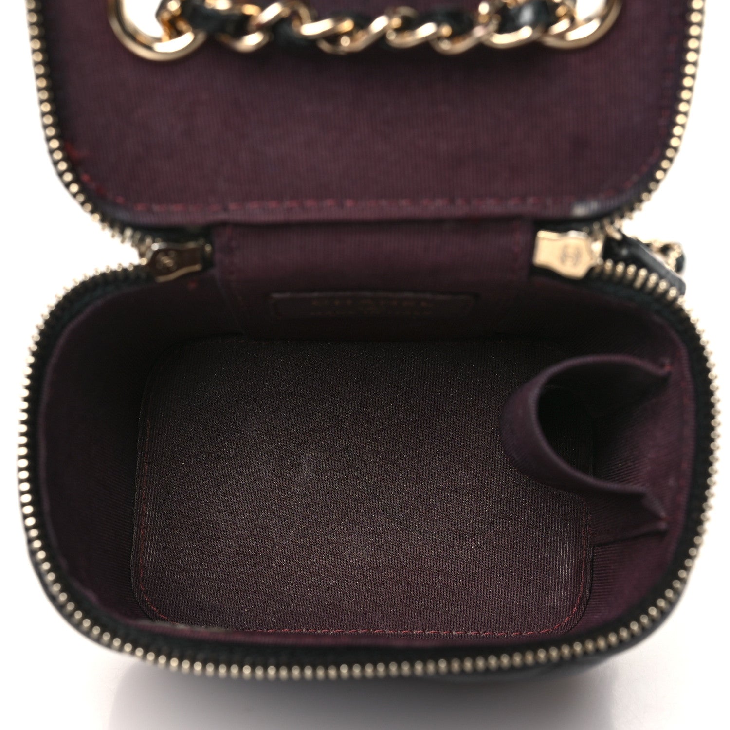 Lambskin Quilted Mini Vanity Case With Chain Black