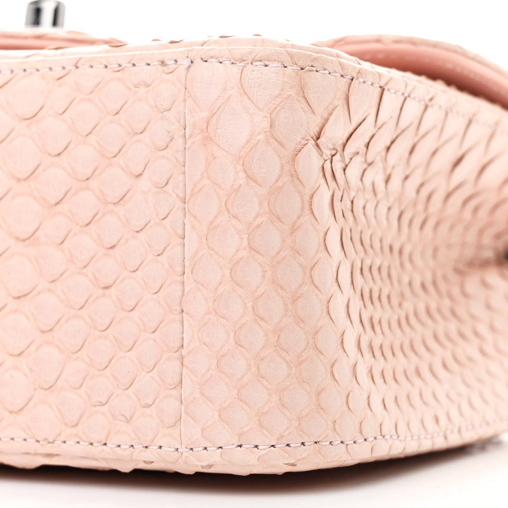 Snakeskin Mini Square Flap Light Pink
