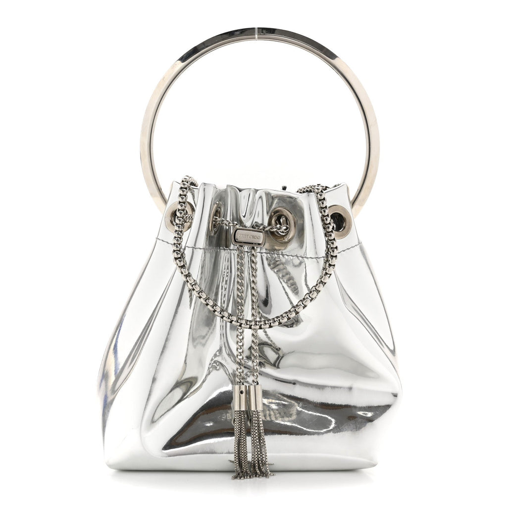 Metallic Patent Bon Bon Bag Silver