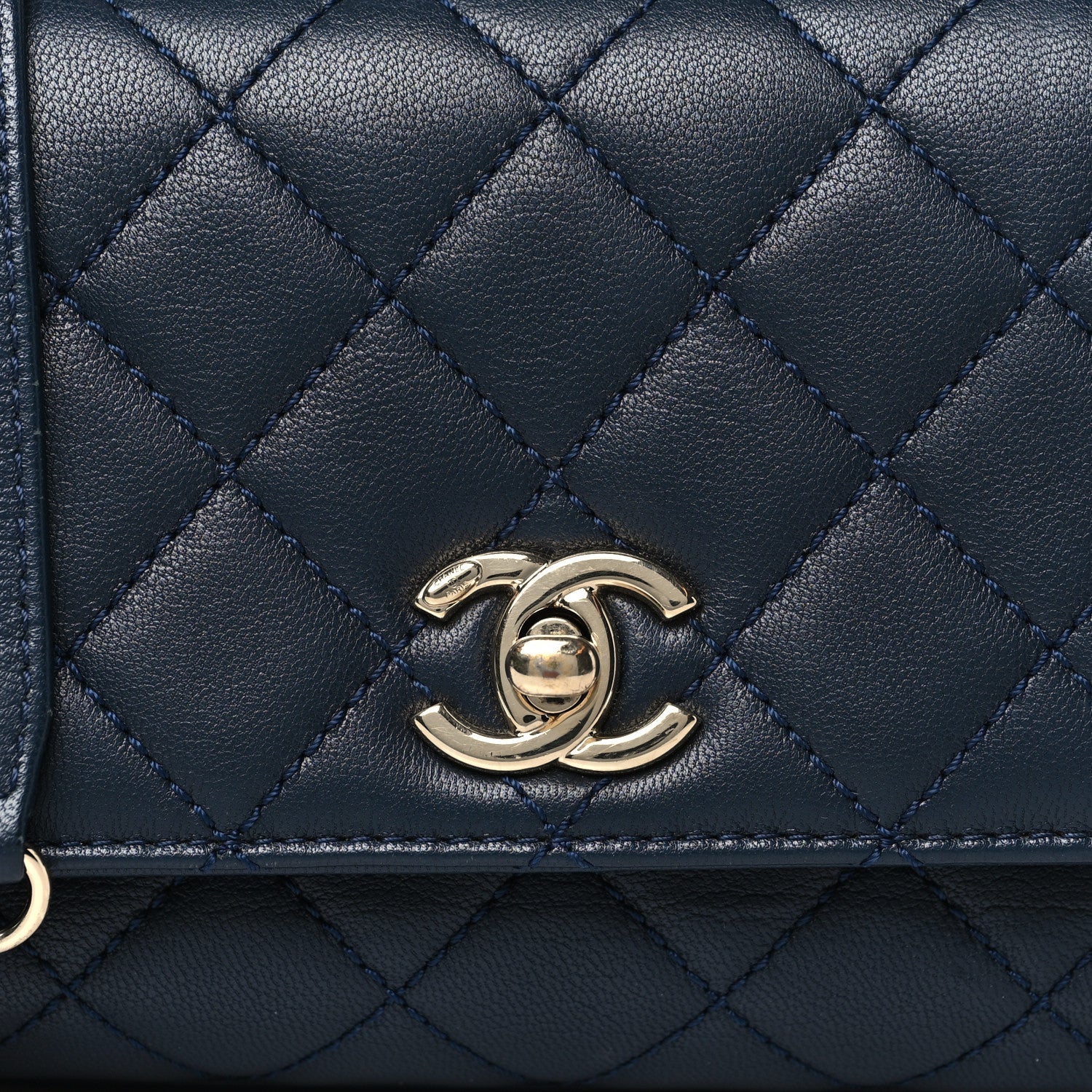 Goatskin Quilted Extra Mini Rainbow Coco Handle Flap Navy Blue
