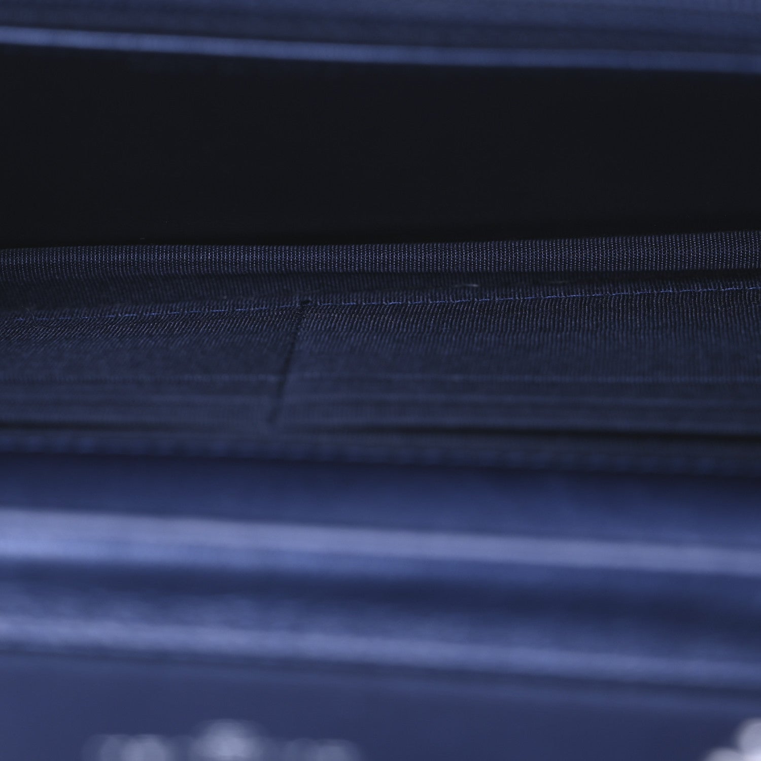 Patent Metallic Crumpled Calfskin Quilted Wallet On Chain WOC Navy