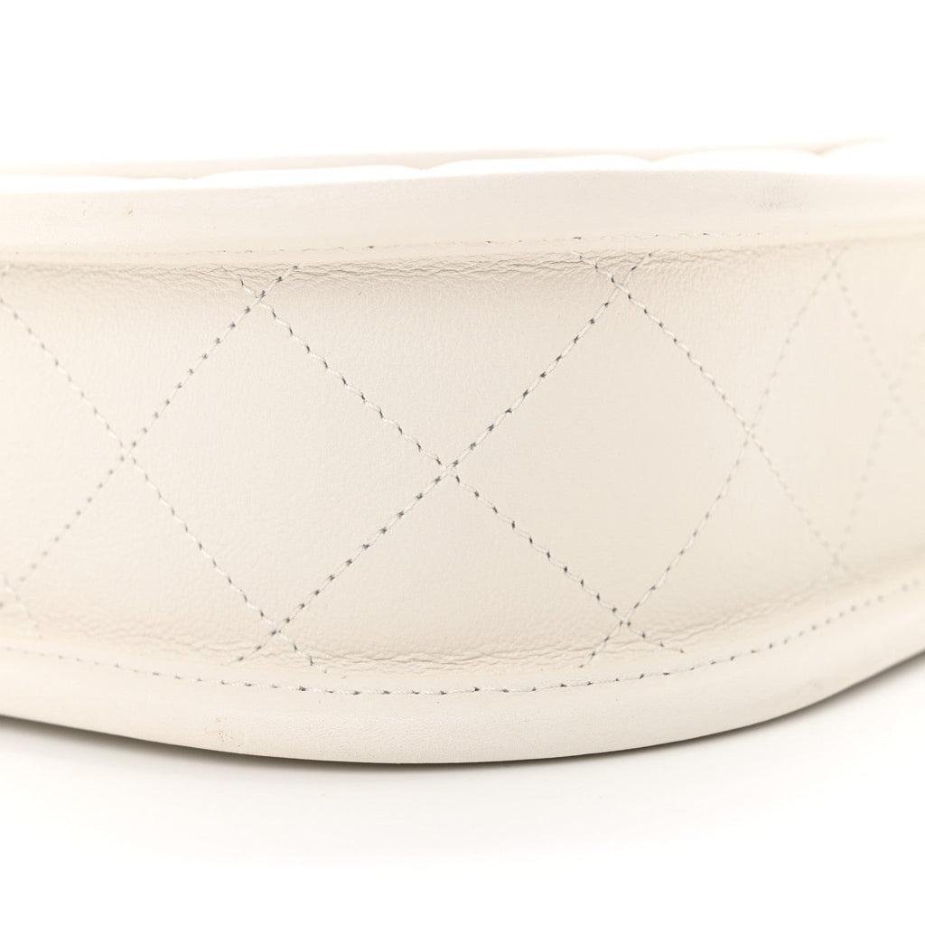 Calfskin Quilted CC Hobo Handbag White