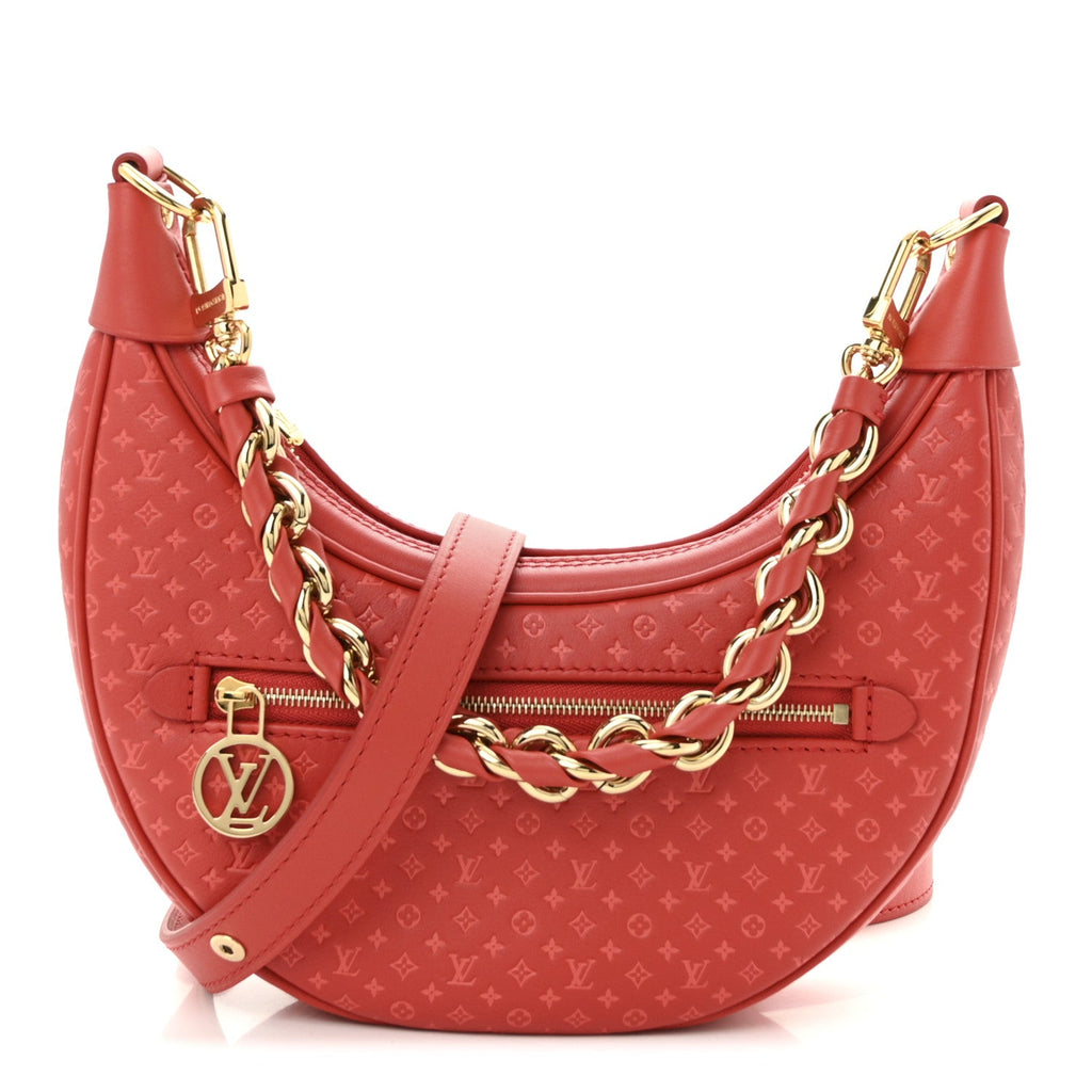 Calfskin Nanogram Embossed Loop PM Rouge
