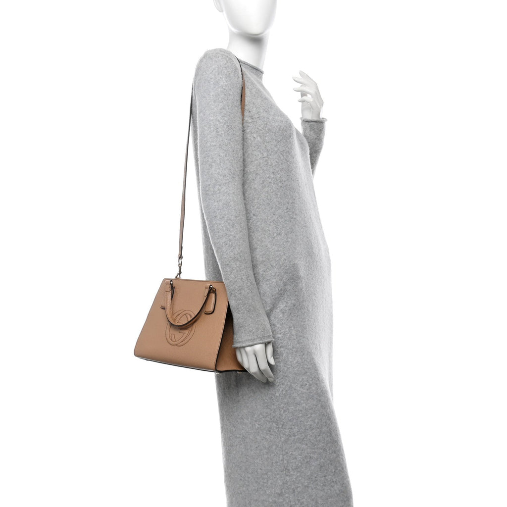 Dollar Calfskin Medium Soho Top Handle Satchel Camelia