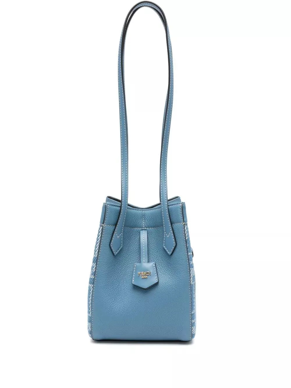 leather and denim-effect ff jacquard origami mini bag