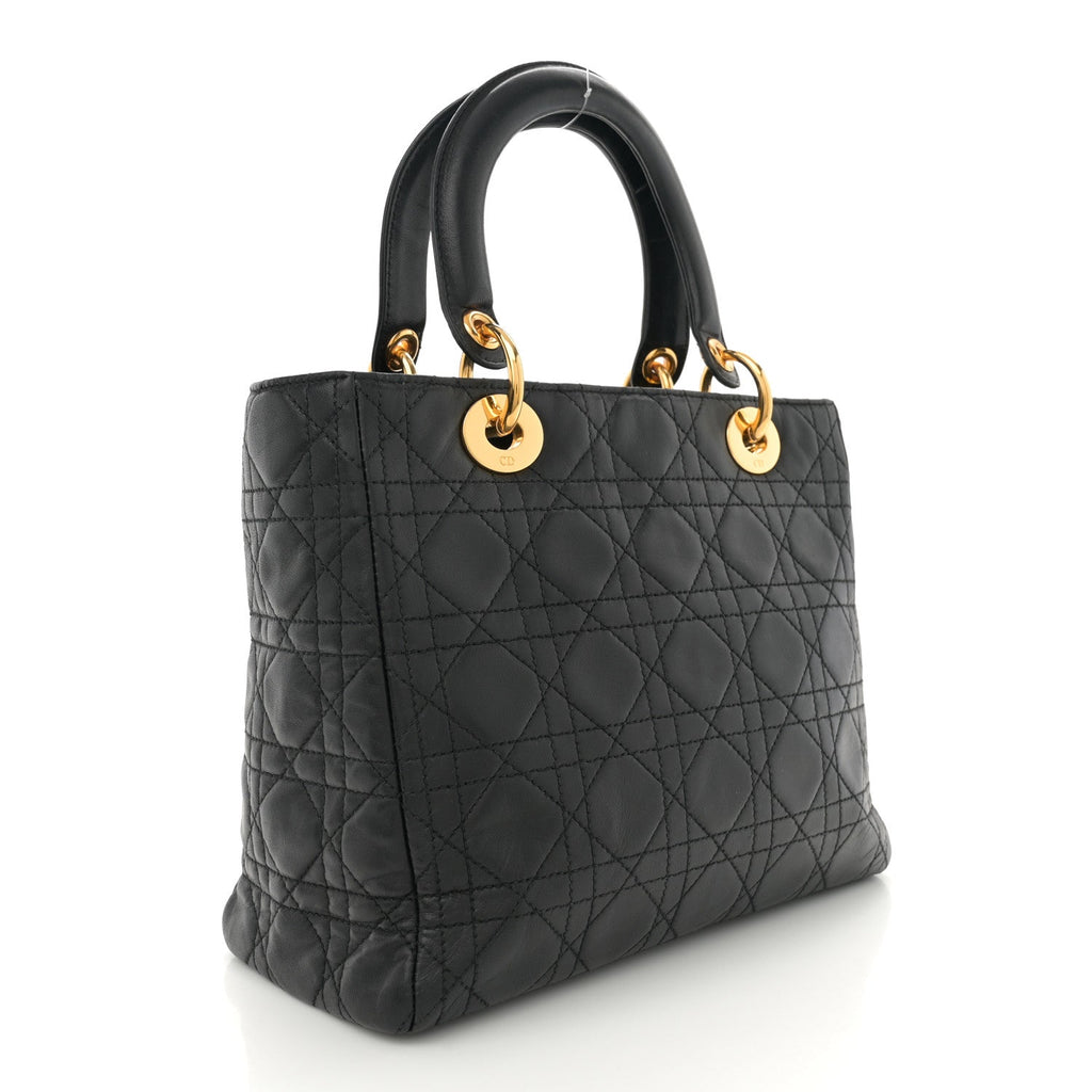 Lambskin Cannage Medium Lady Dior Black