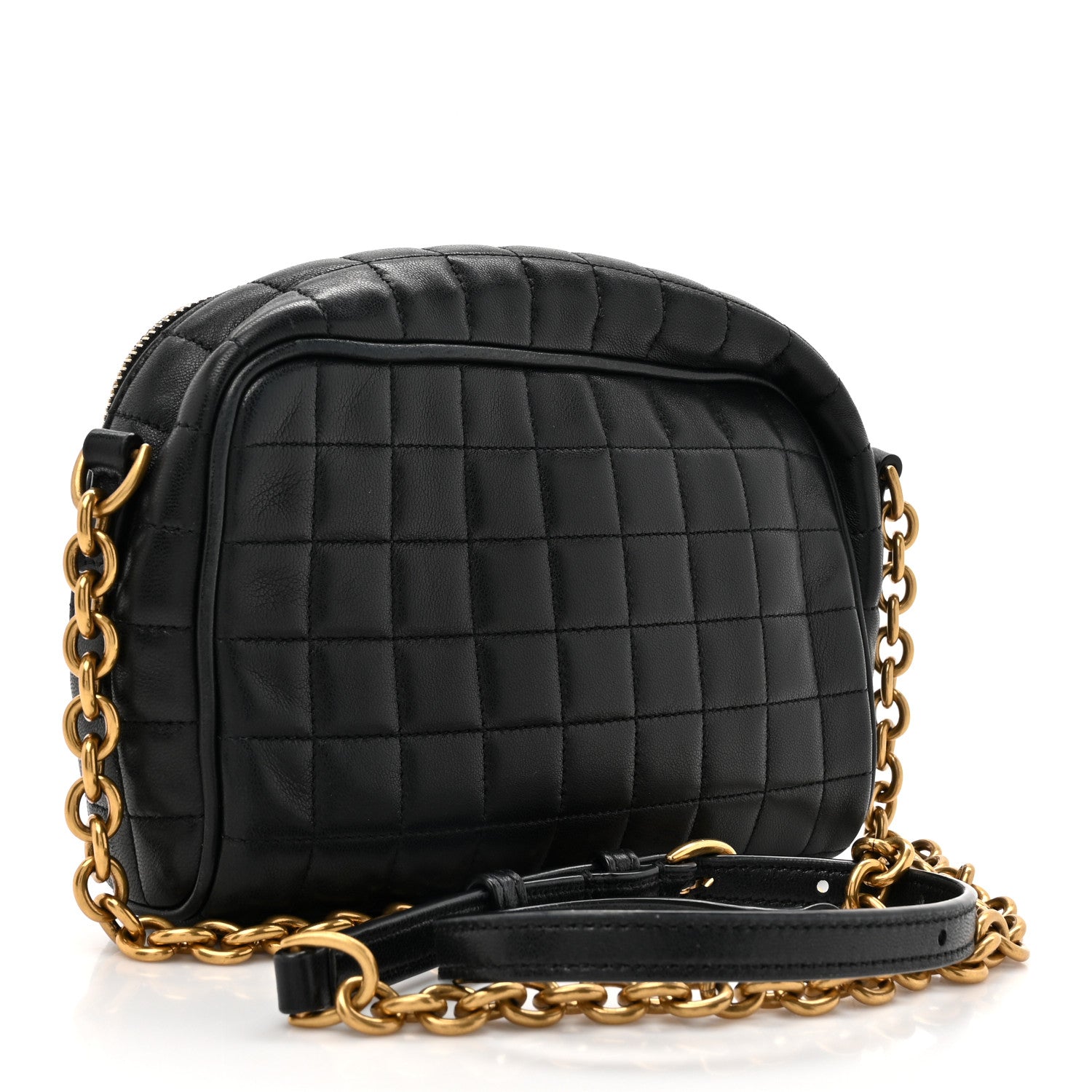 Lambskin Carre Quilted Cassandre Mini Camera Bag Black