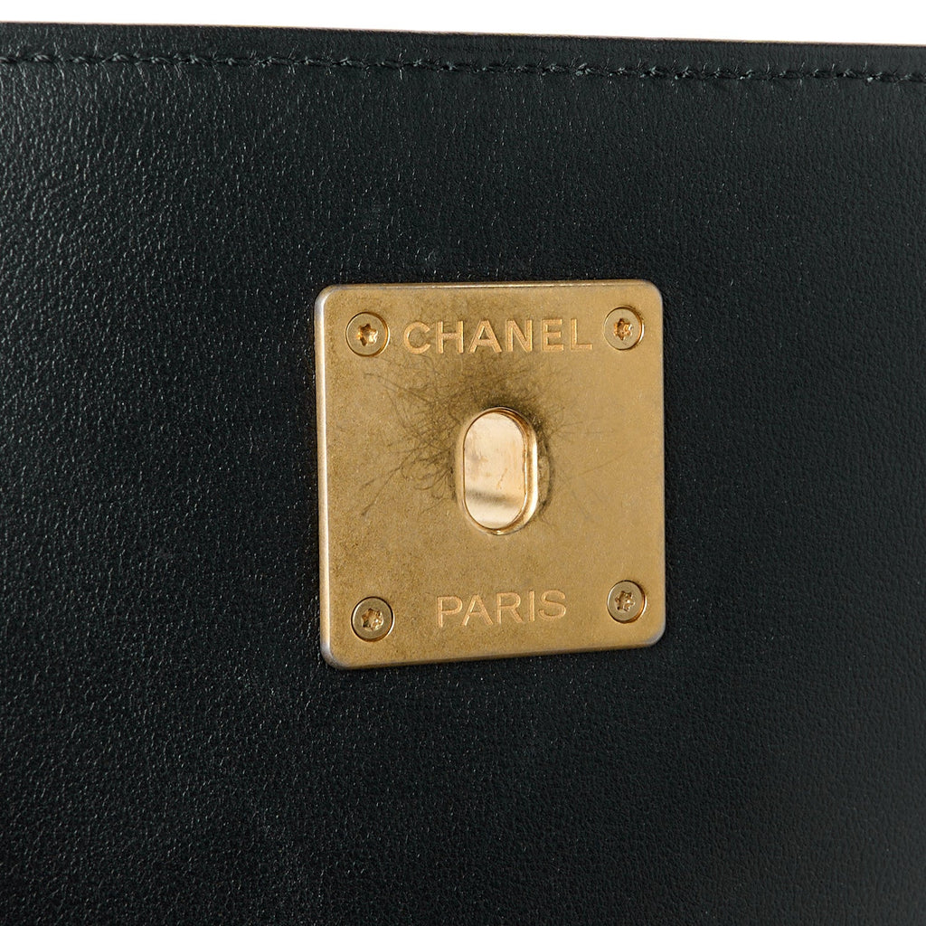 Calfskin Quilted Crystal Pearl Mini Flap Bag Black
