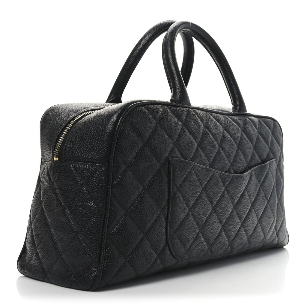 Caviar Quilted Large Bowler Black