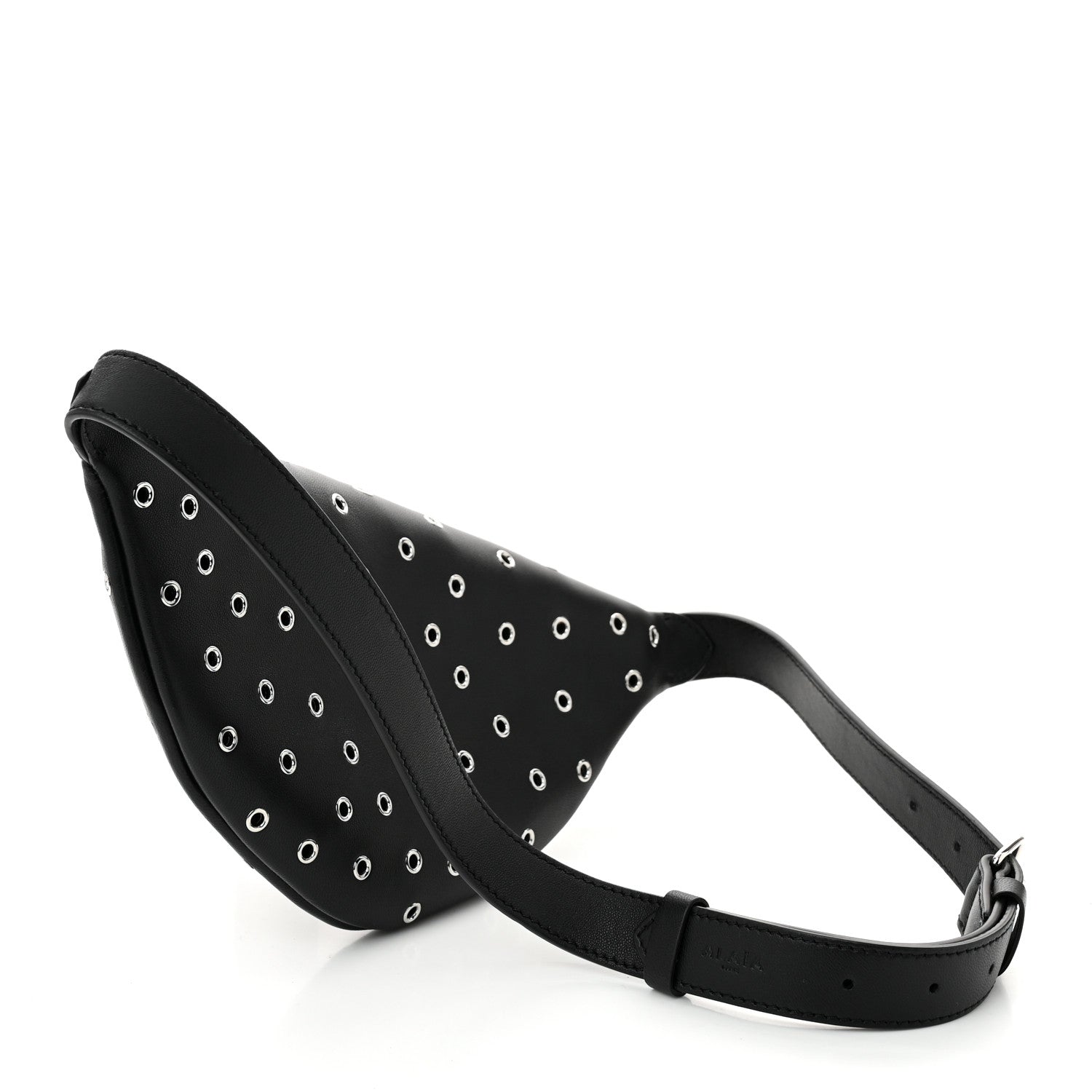 Lambskin Grommet Belt Bag Black