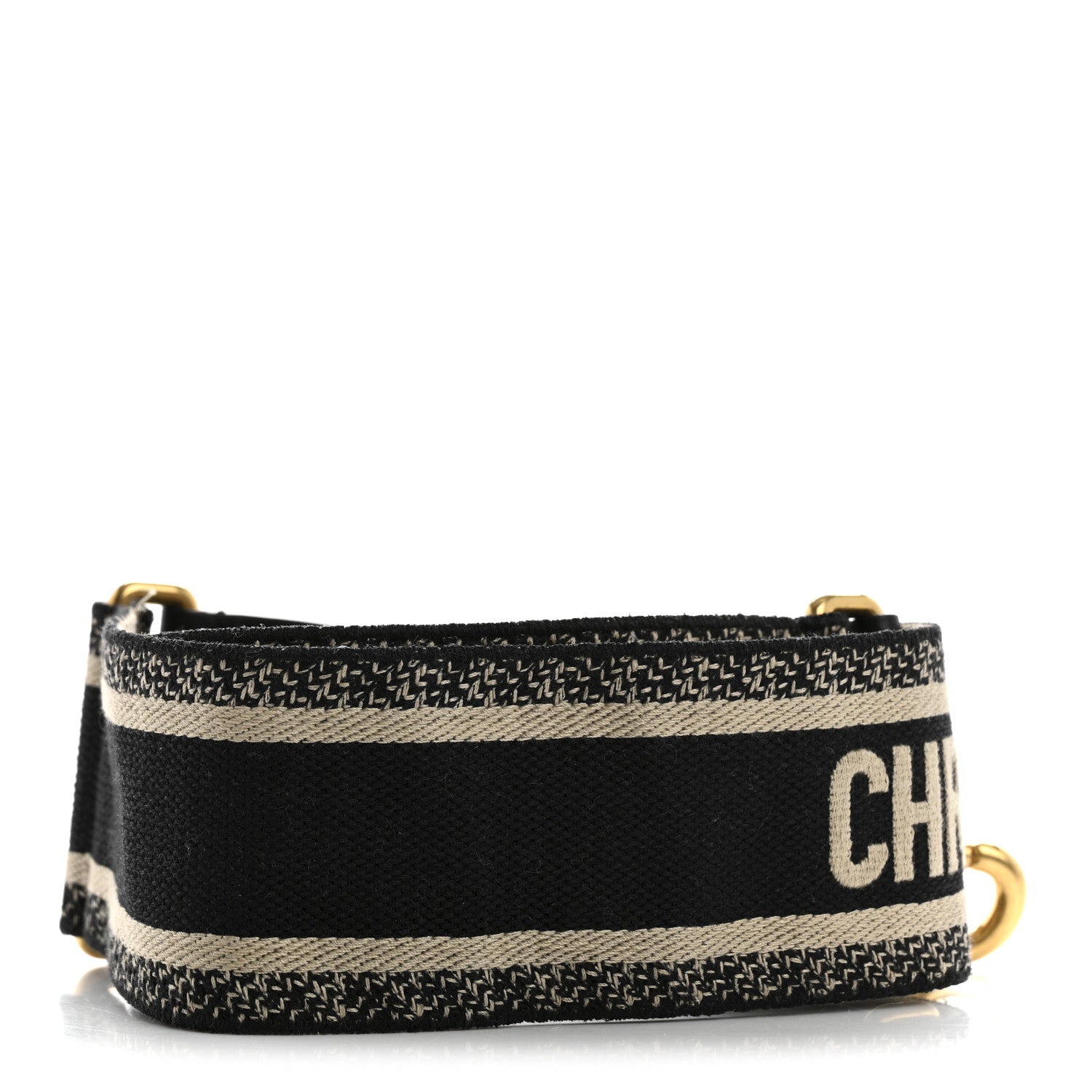 Canvas Embroidered Shoulder Strap Black
