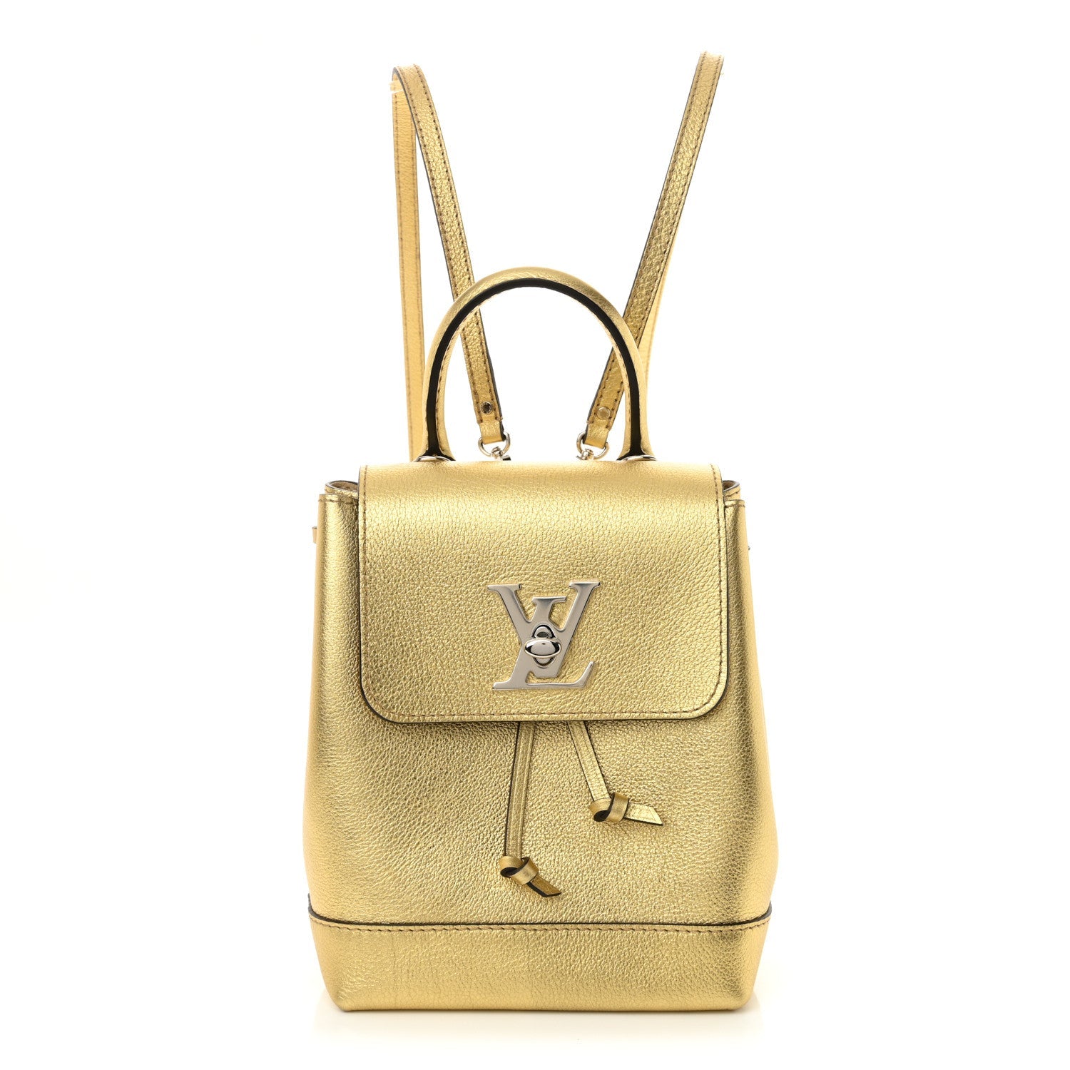 Metallic Calfskin Lockme Mini Backpack Gold