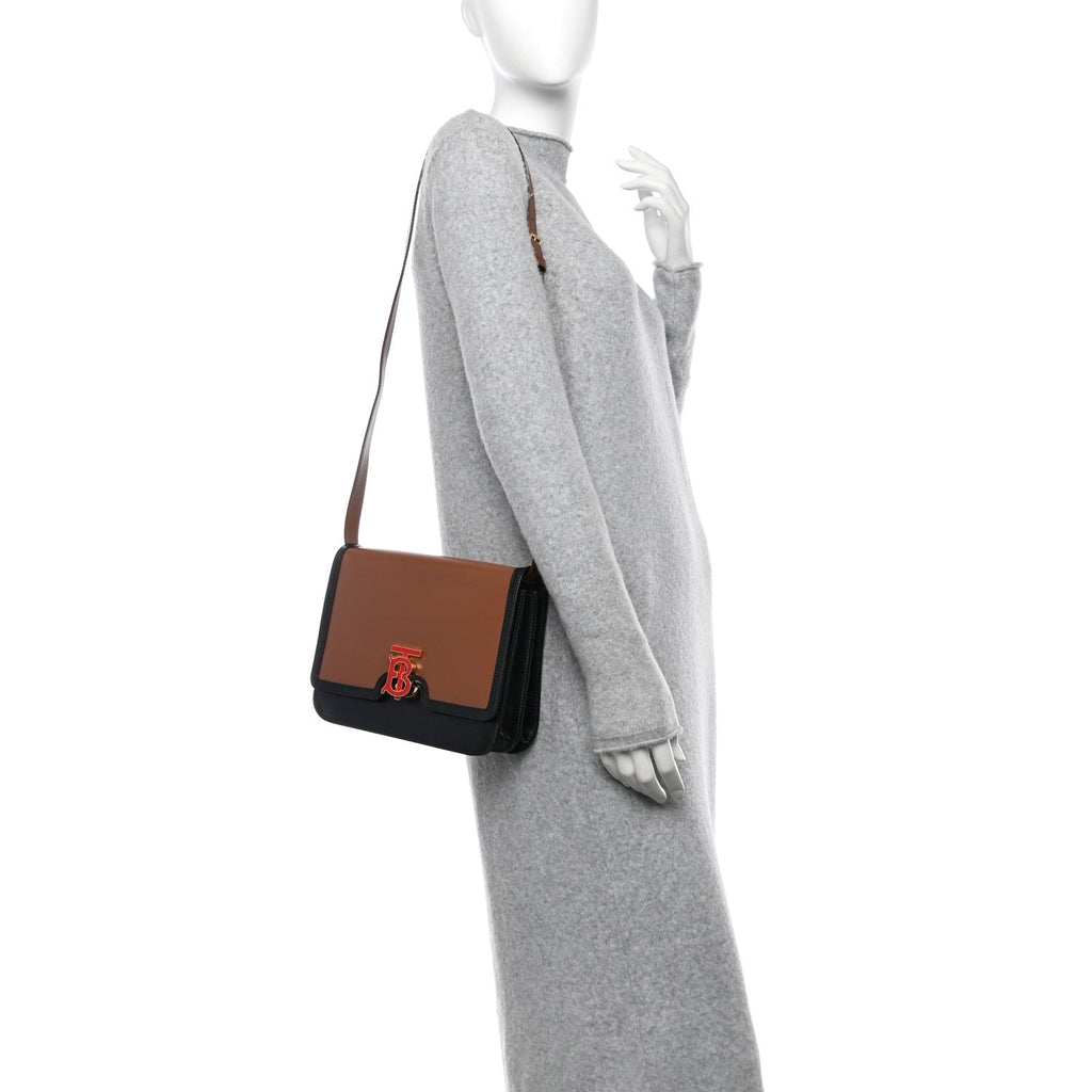 Calfskin Medium TB Bag Warm Tan Black