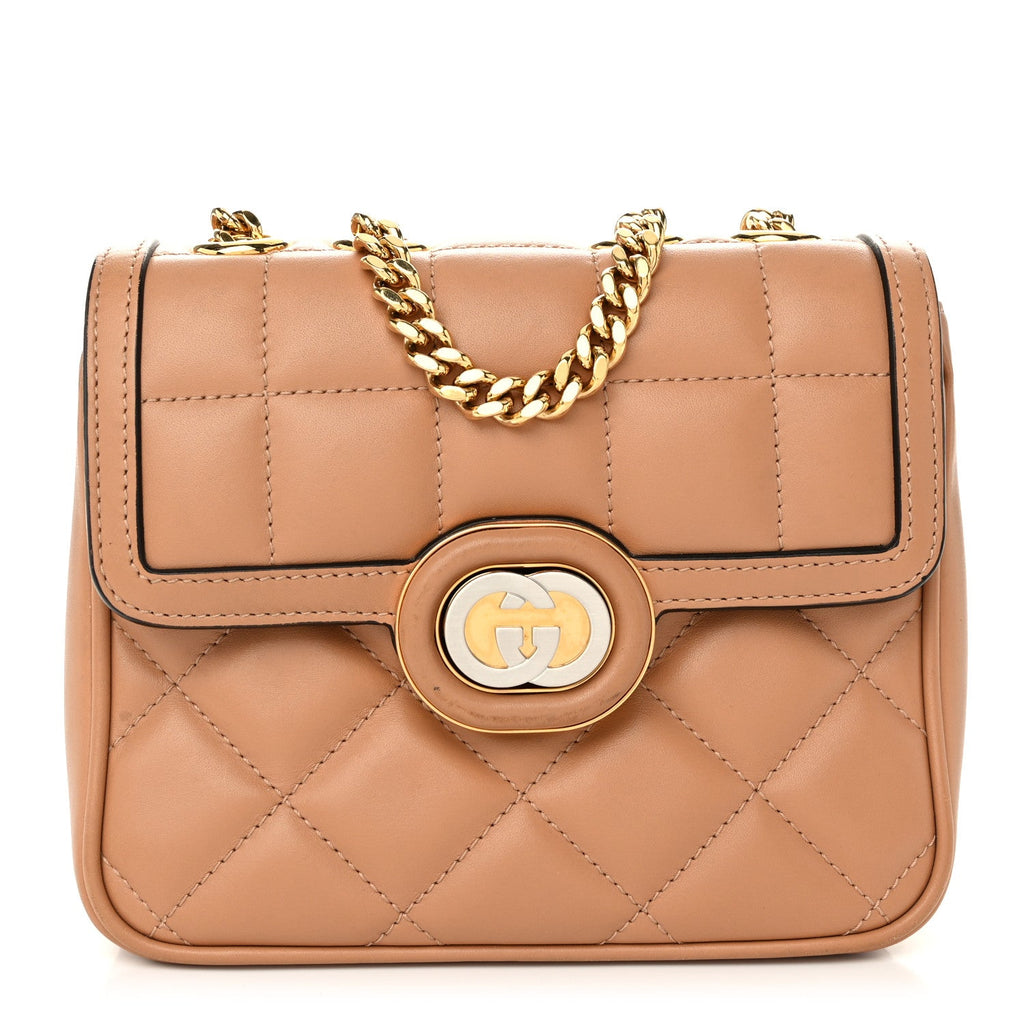 Calfskin Quilted Mini Deco Shoulder Bag Camelia