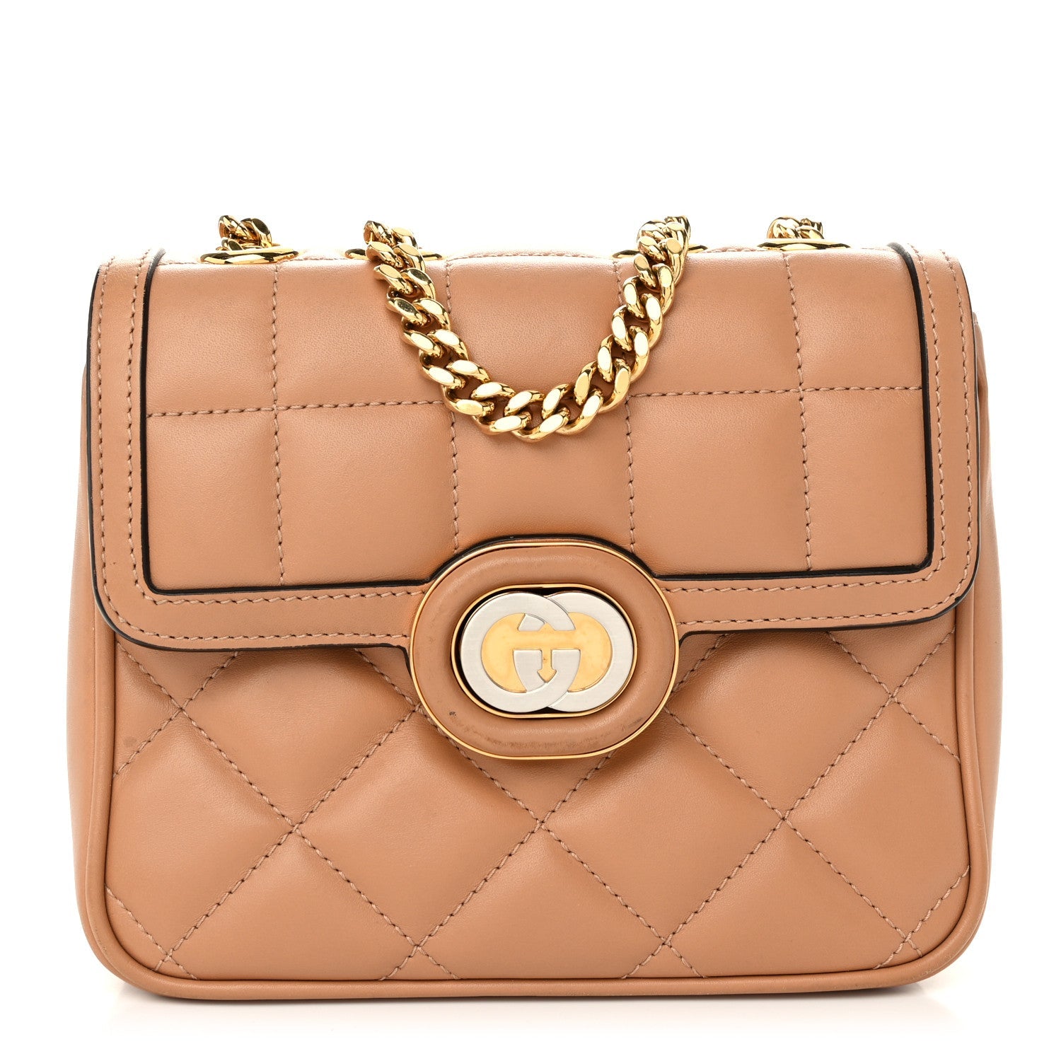 Calfskin Quilted Mini Deco Shoulder Bag Camelia