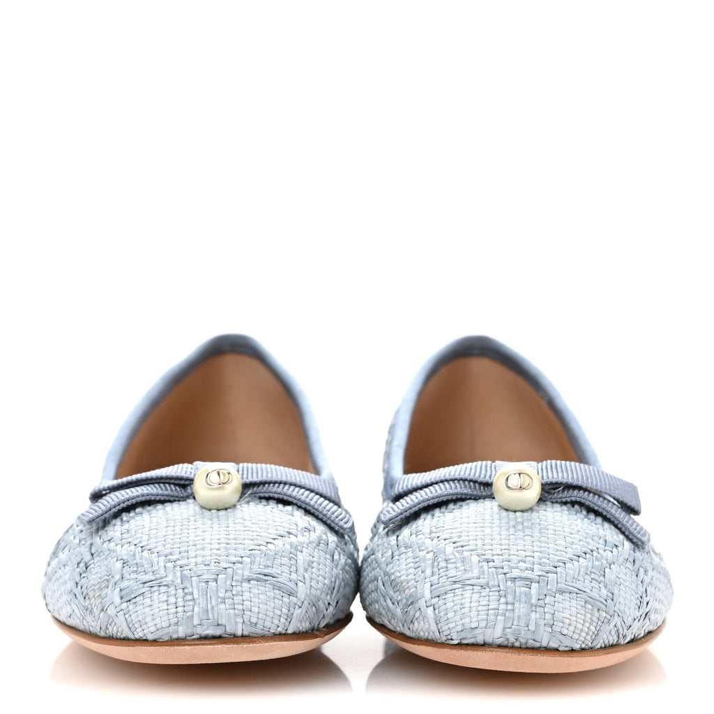 Raffia Cannage Ballet Flat 37 Bleu Pastel