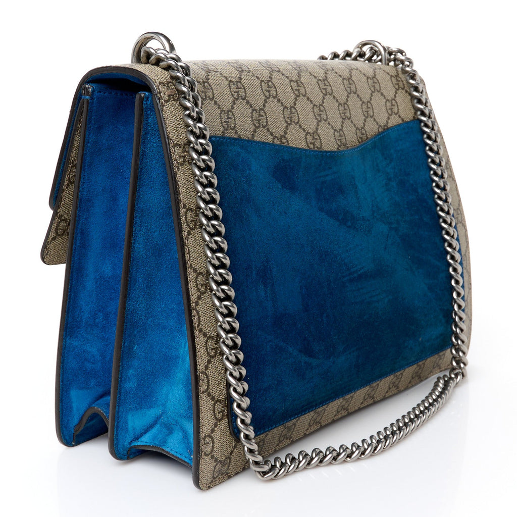 GG Supreme Monogram Medium Dionysus Shoulder Bag Blue