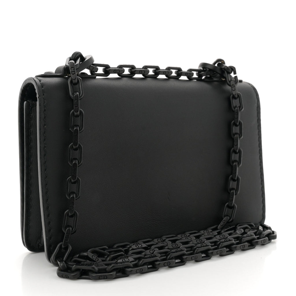 Ultra Matte Calfskin Mini J'Adior Chain Flap Bag Black