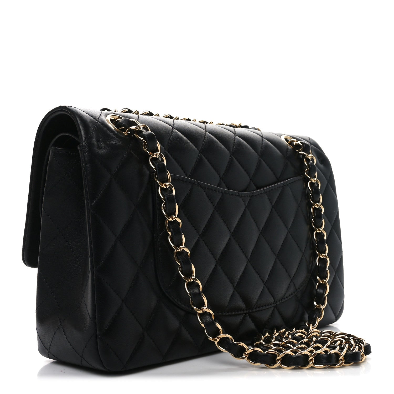 Lambskin Quilted Medium Double Flap Black