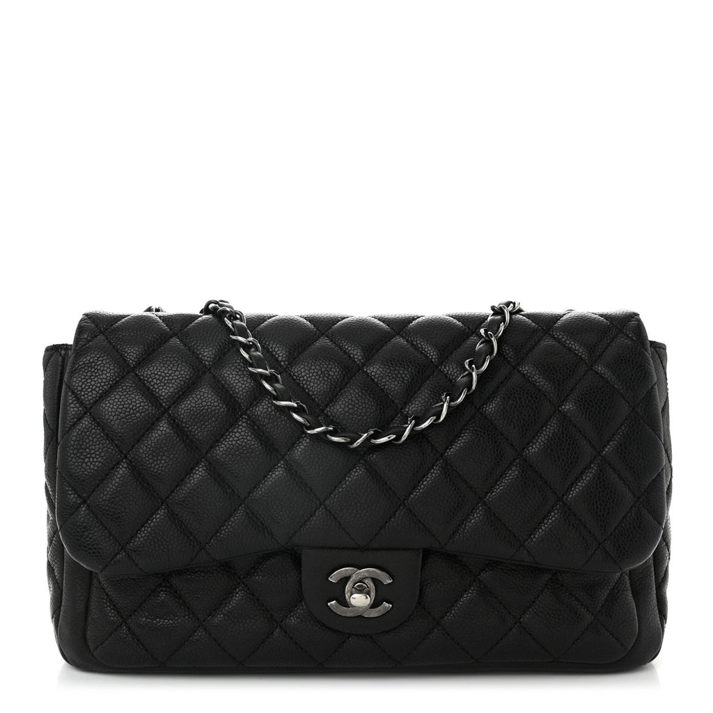 Caviar Quilted Medium Now and Forever Flap  Black