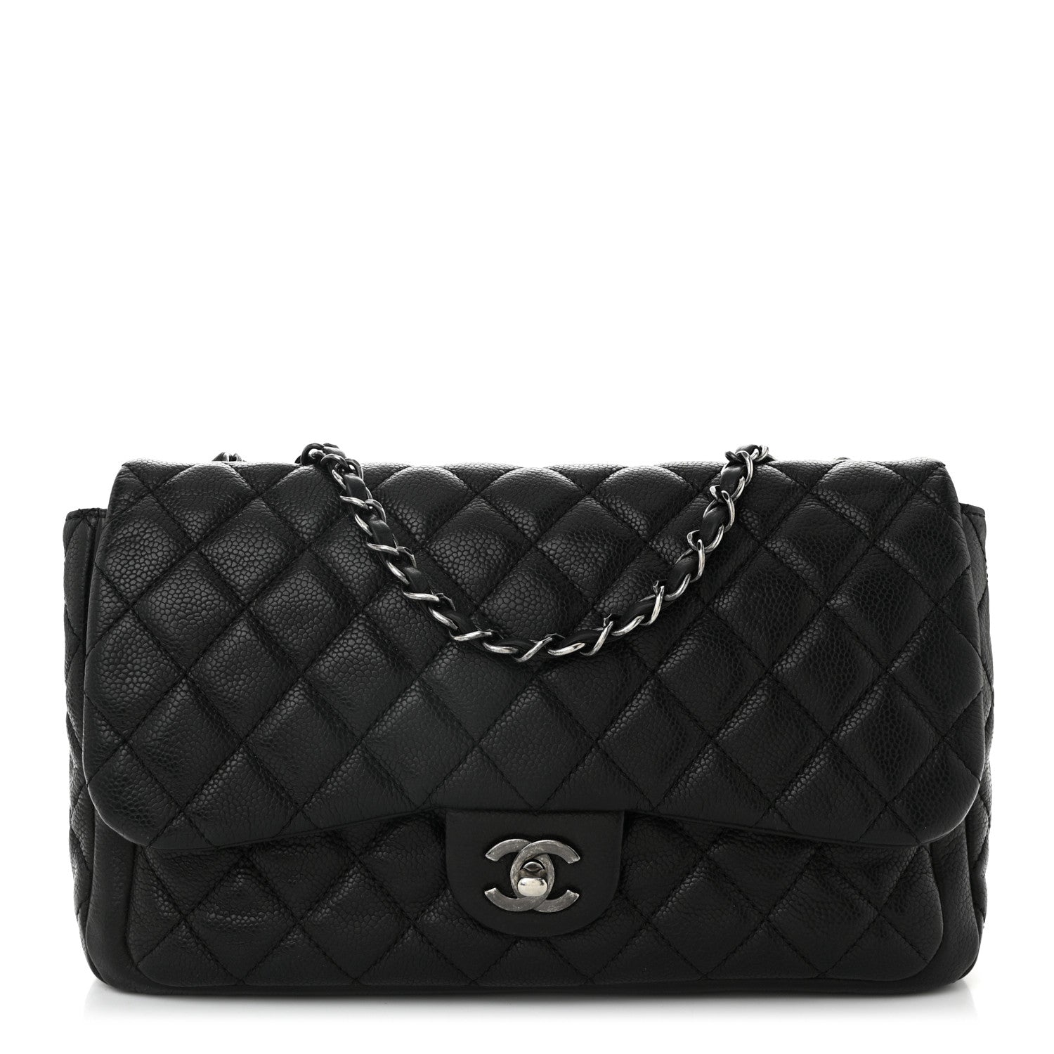 Caviar Quilted Medium Now and Forever Flap  Black