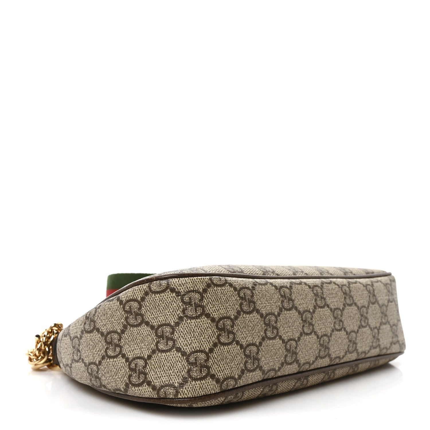 GG Supreme Monogram Textured Dollar Calfskin Web Small Ophidia GG Handbag Beige Ebony New Acero