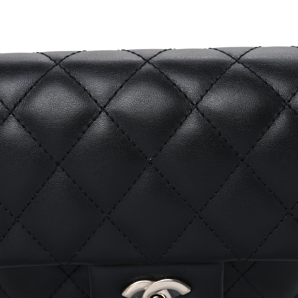 Calfskin Quilted CC Uniform Flap Belt Bag Black