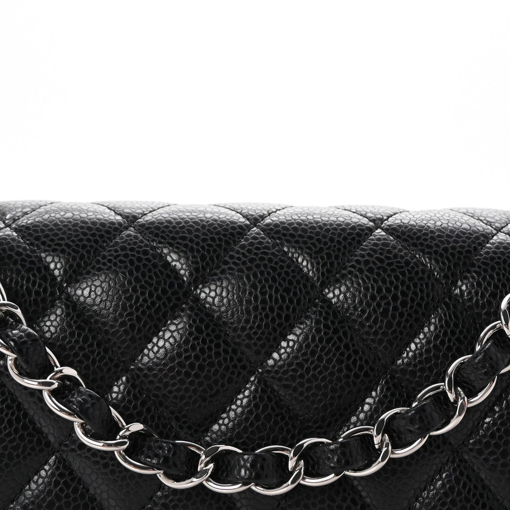 Caviar Quilted Small Double Flap Black