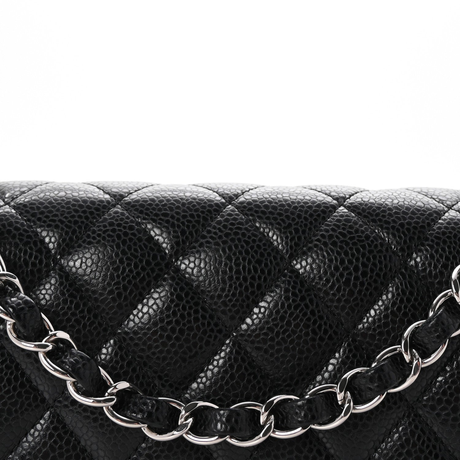 Caviar Quilted Small Double Flap Black