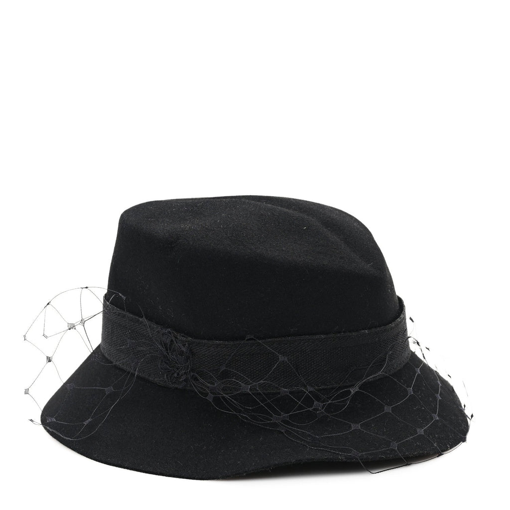 Rabbit Felt Veil Hat 56 Black