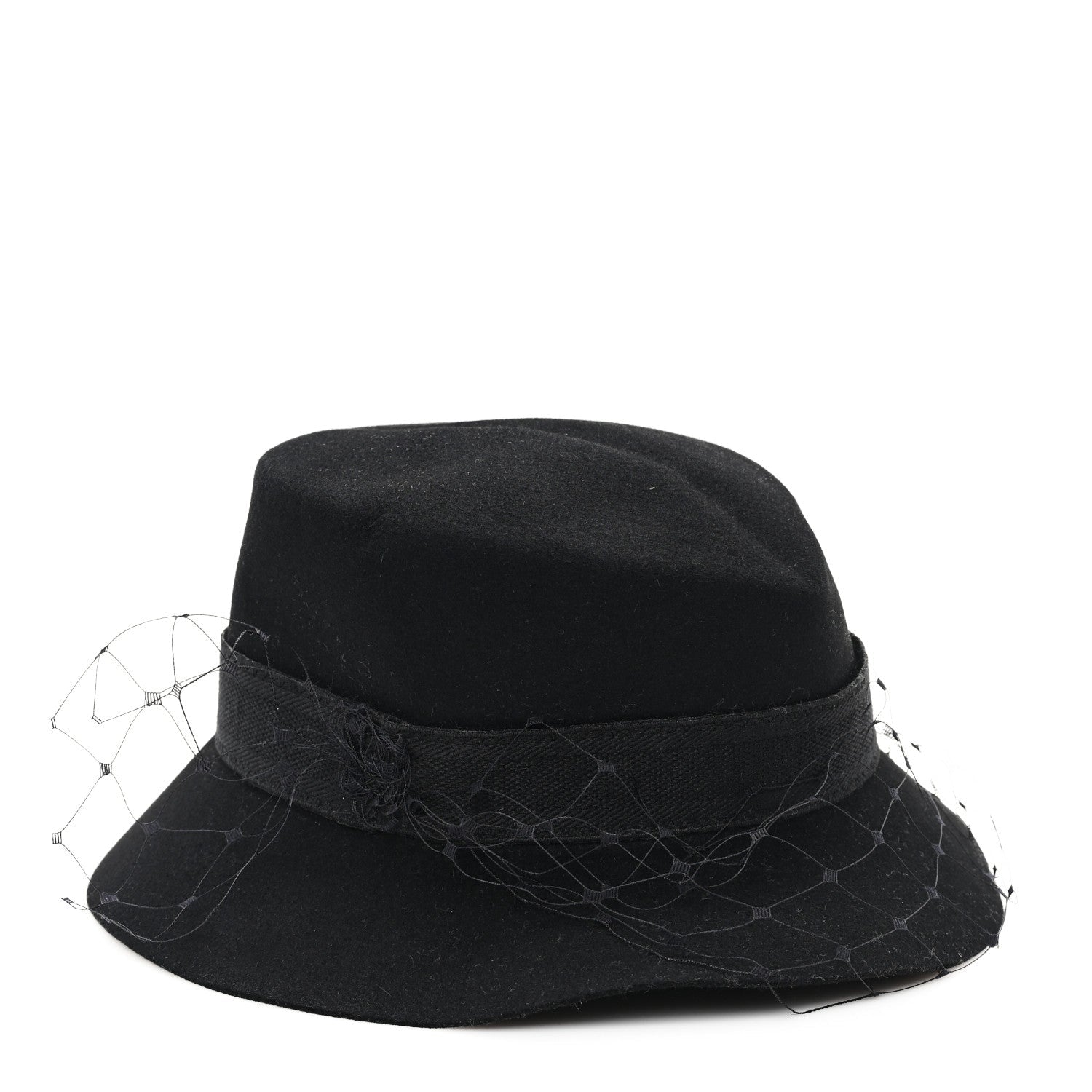 Rabbit Felt Veil Hat 56 Black