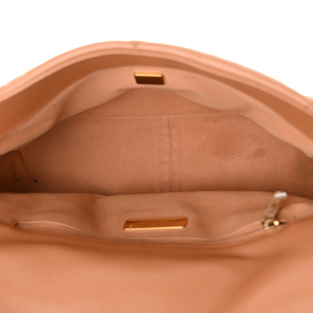 Lambskin Quilted Large Chanel 19 Flap Brown