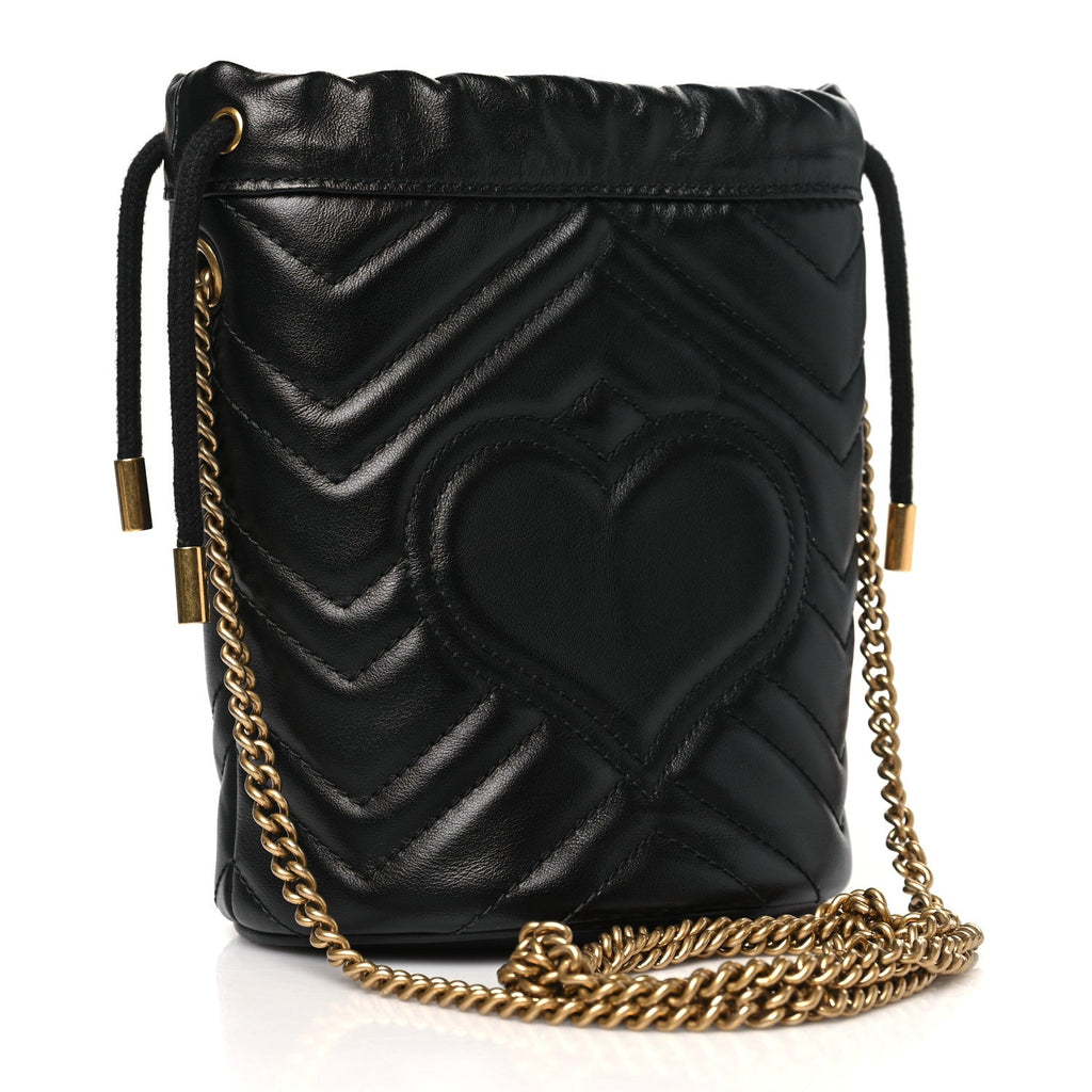 Calfskin Matelasse Mini GG Marmont 2.0 Bucket Bag Black