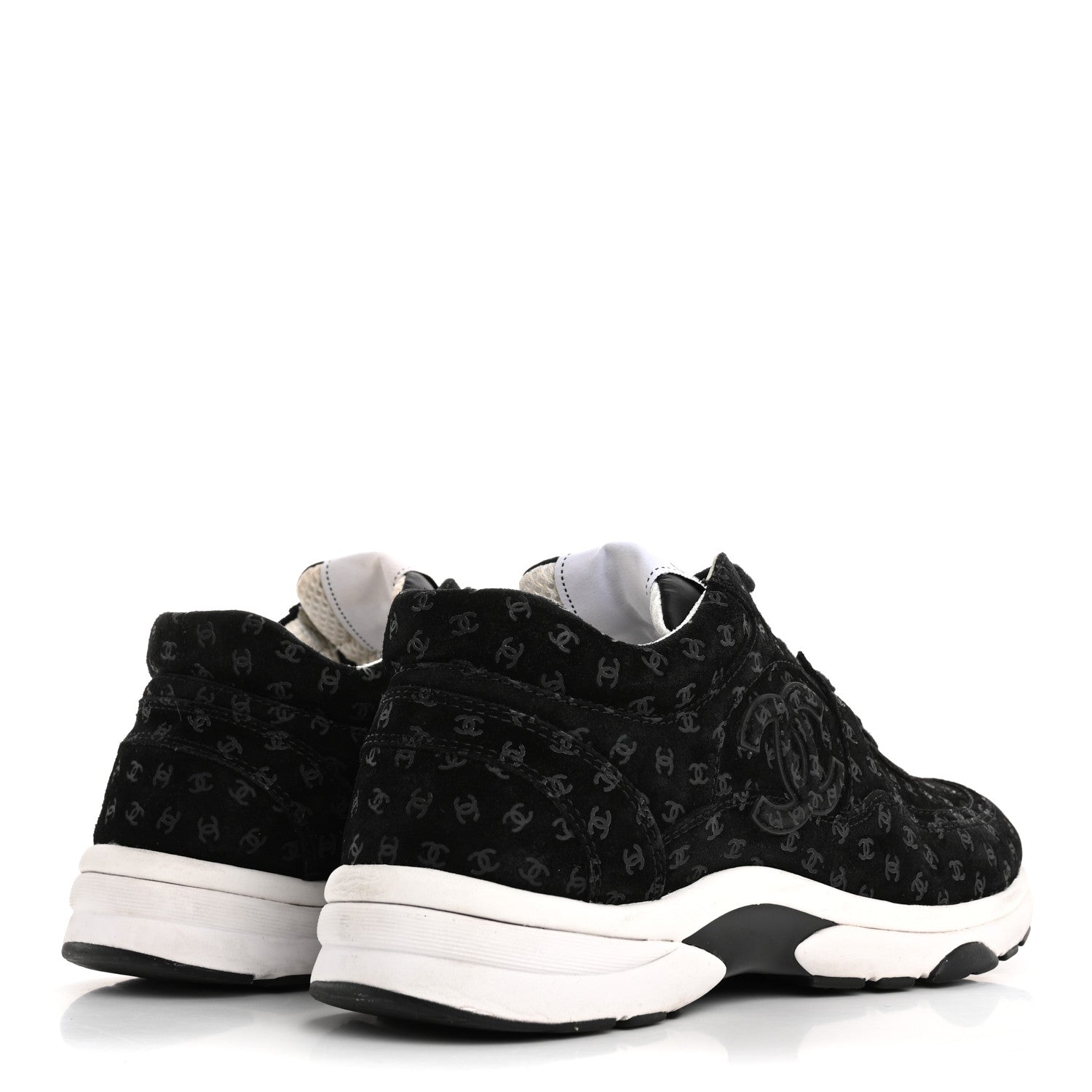 Suede Calfskin Printed CC Sneakers 38.5 Black