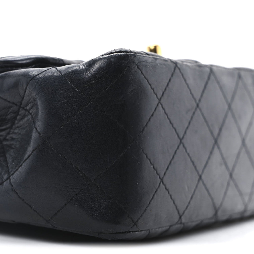 Lambskin Quilted Mini Square Flap Black