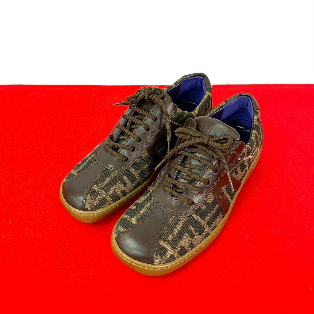 Fendi FF Zucca Leather Canvas Sneakers
