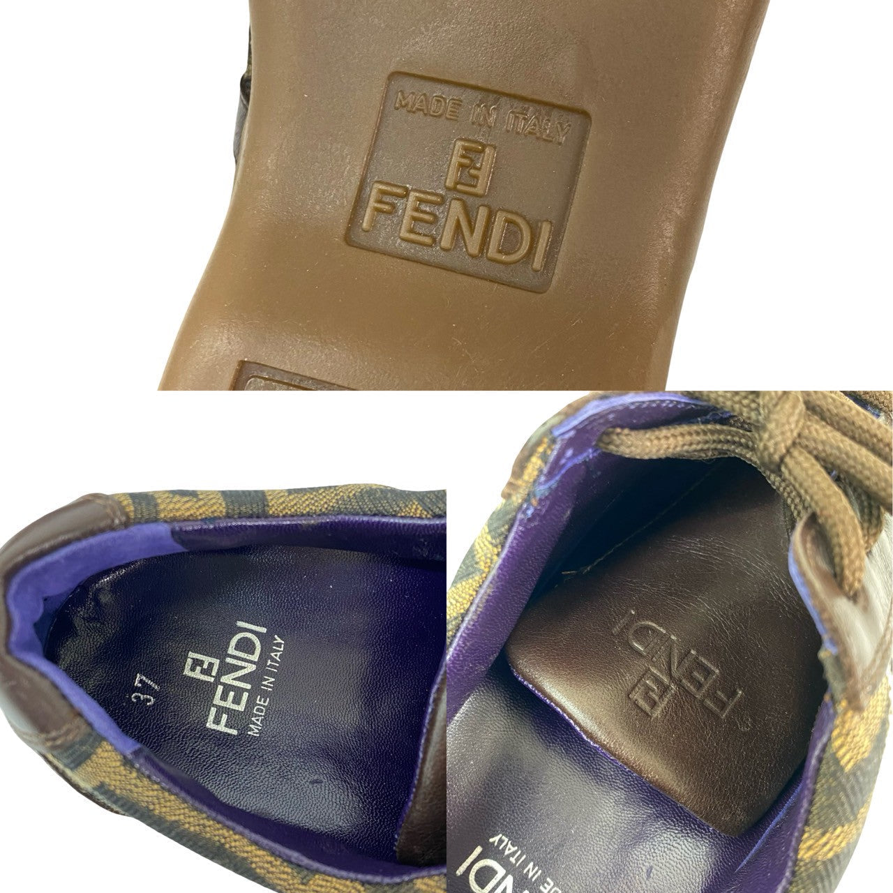 Fendi FF Zucca Leather Canvas Sneakers