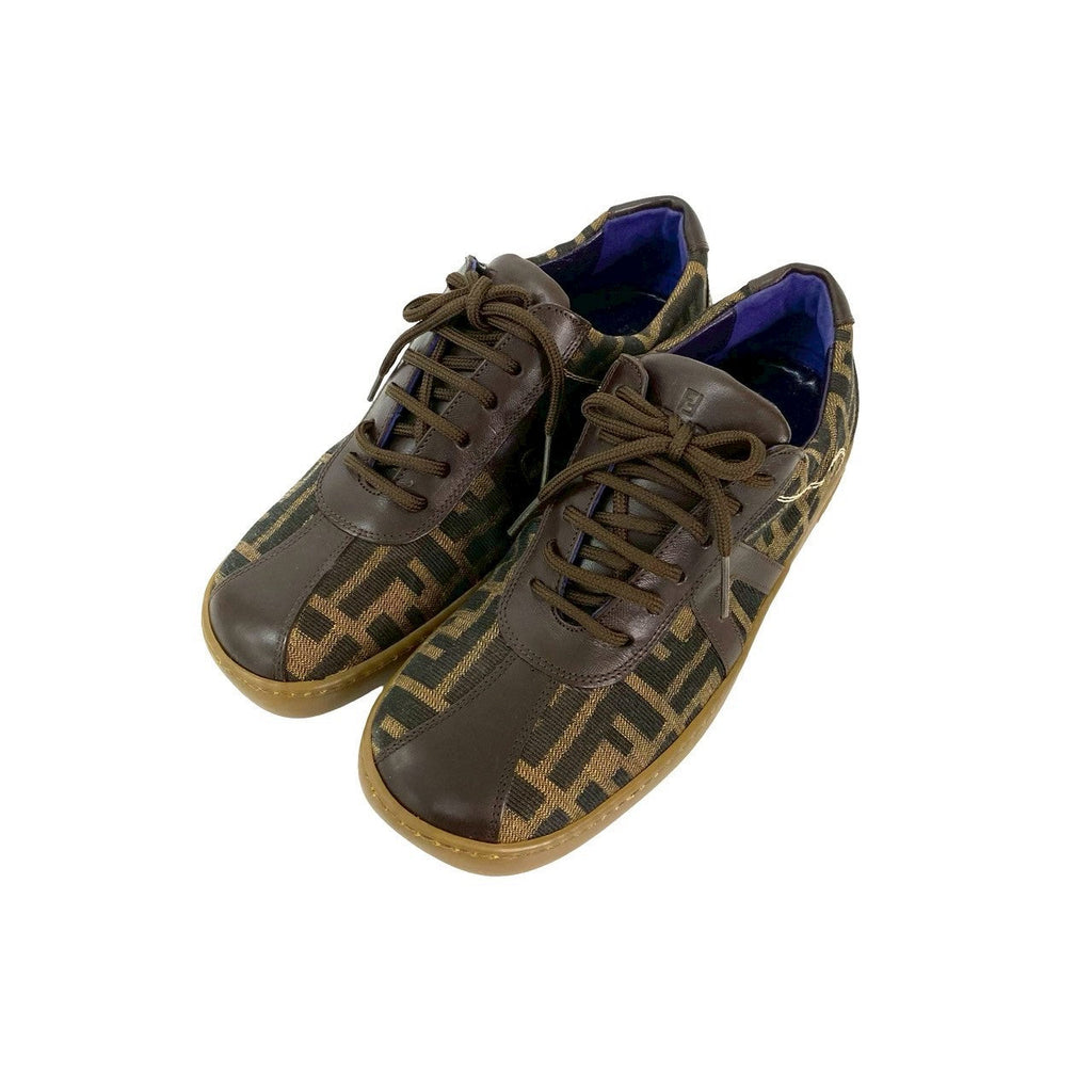 Fendi FF Zucca Leather Canvas Sneakers