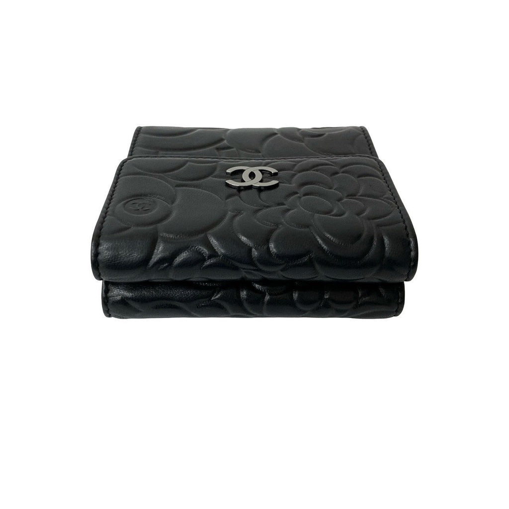 Chanel Camellia Lambskin Tri-fold Wallet