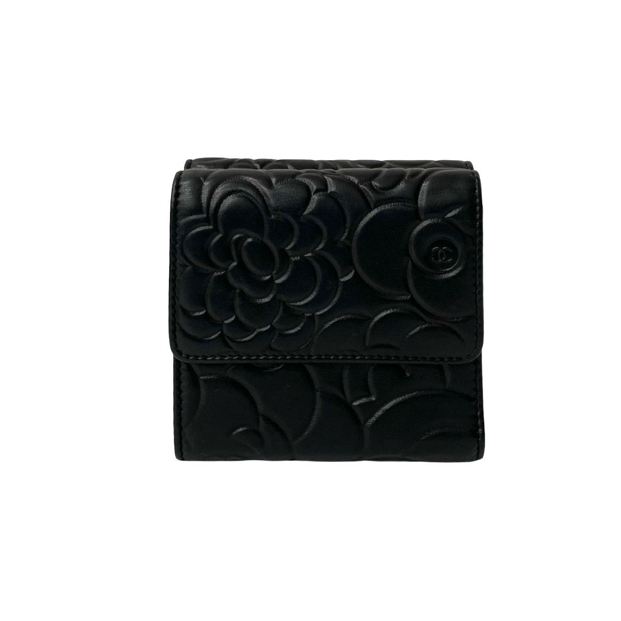 Chanel Camellia Lambskin Tri-fold Wallet