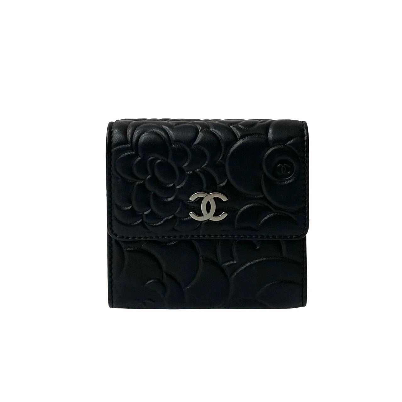 Chanel Camellia Lambskin Tri-fold Wallet